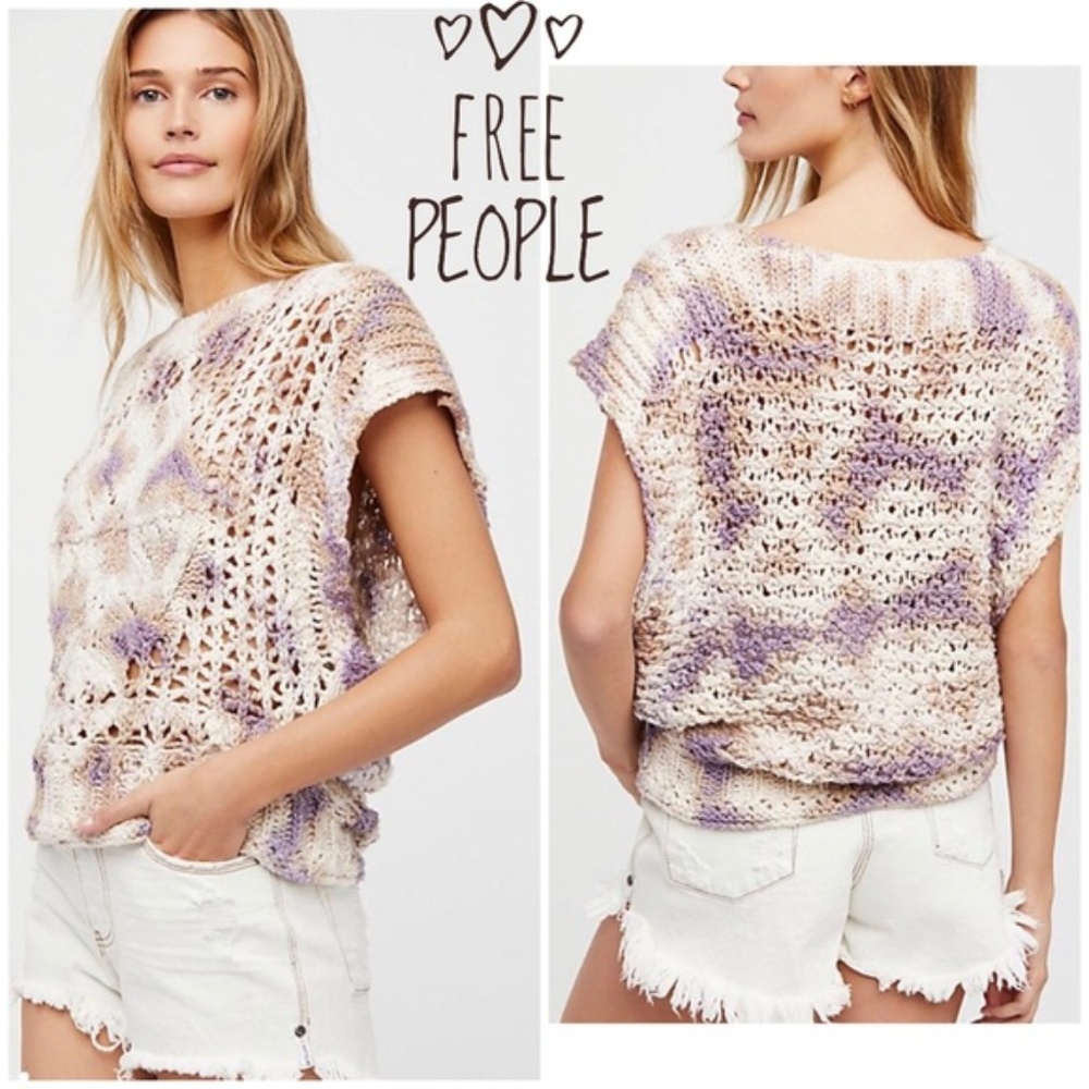 NWT Free People Purple Multi Tie Dye Knit Sweater
